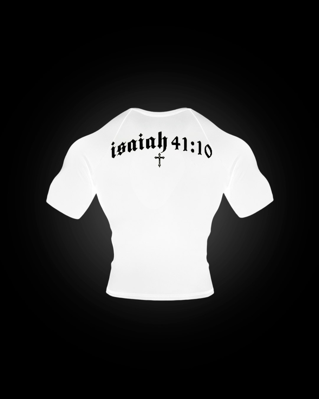 Camiseta de Compressão Branca - Isaiah 41:10