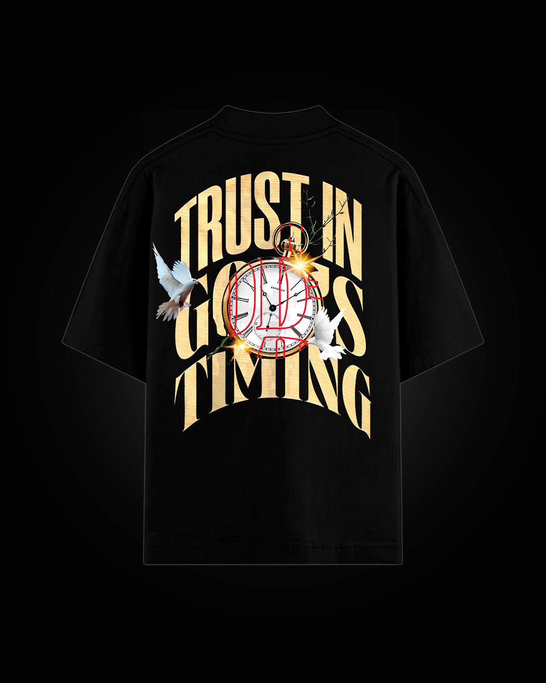 Camiseta Oversized Preta - GOD´S TIMING