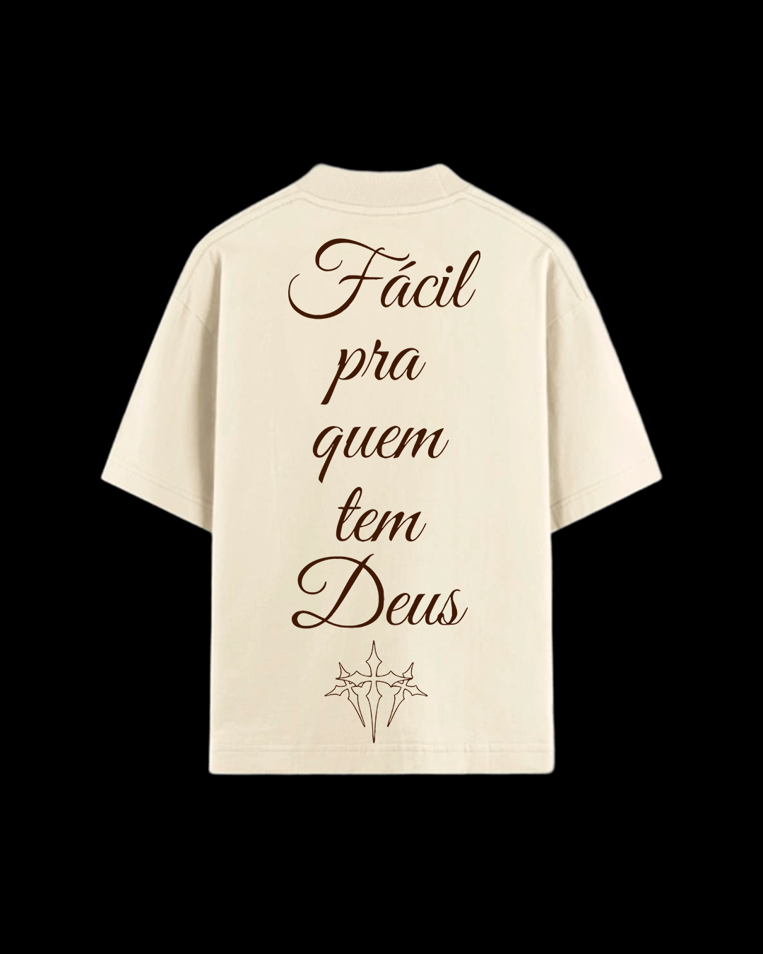 Camiseta Oversized Branca - Fácil pra quem tem Deus