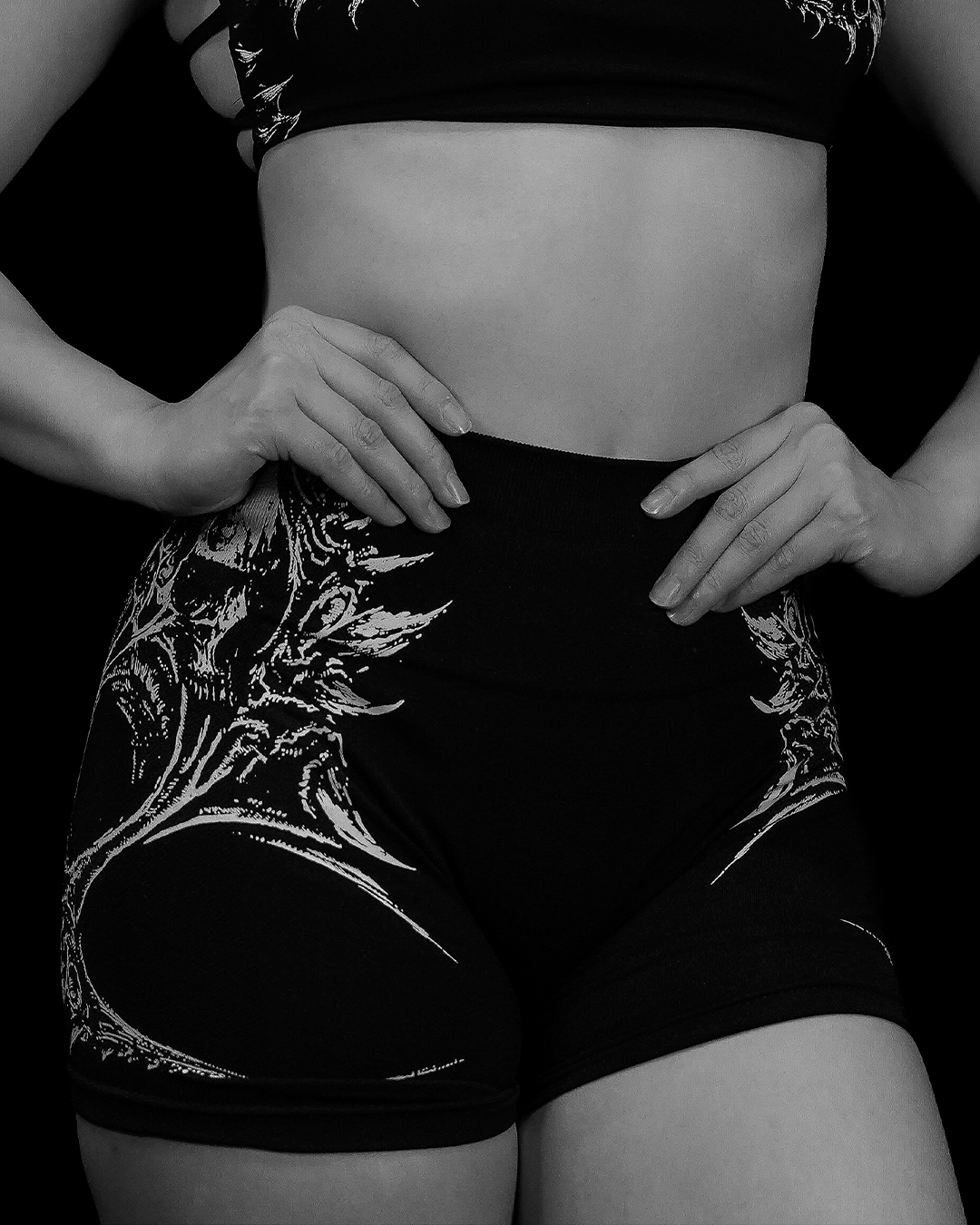Skullface Short Feminino Preto & Branco