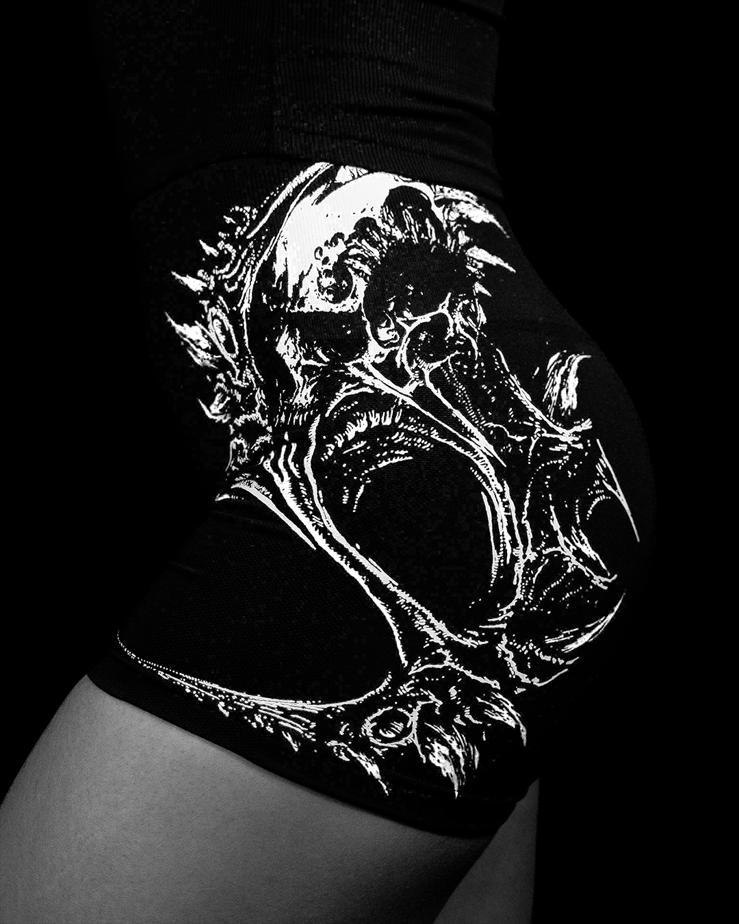 Skullface Short Feminino Preto & Branco