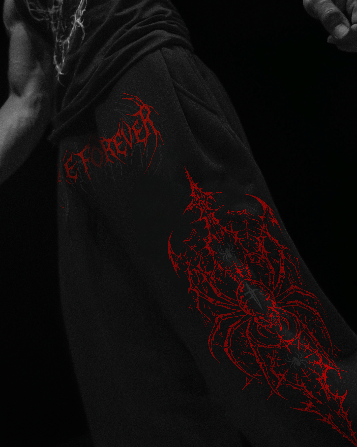 Spider Form Baggy Moletom Preto & Vermelho