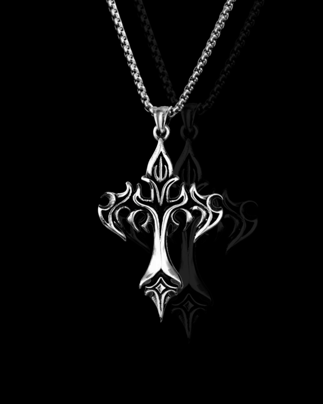 Cordão Prata Flame Cross