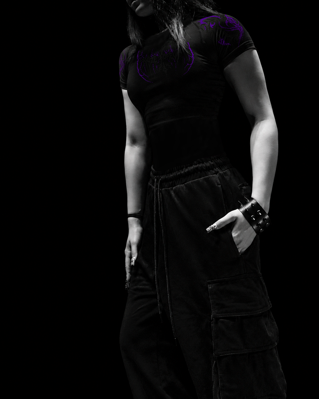 Darkwrise Compressão Feminina Preto & Roxo