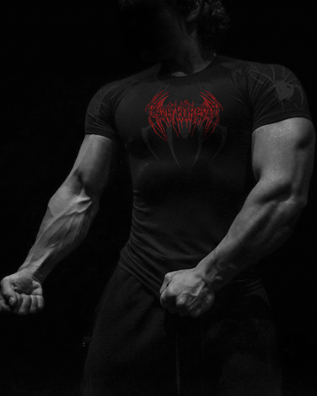 Arachnid Tee Compressão Preto & Vermelho