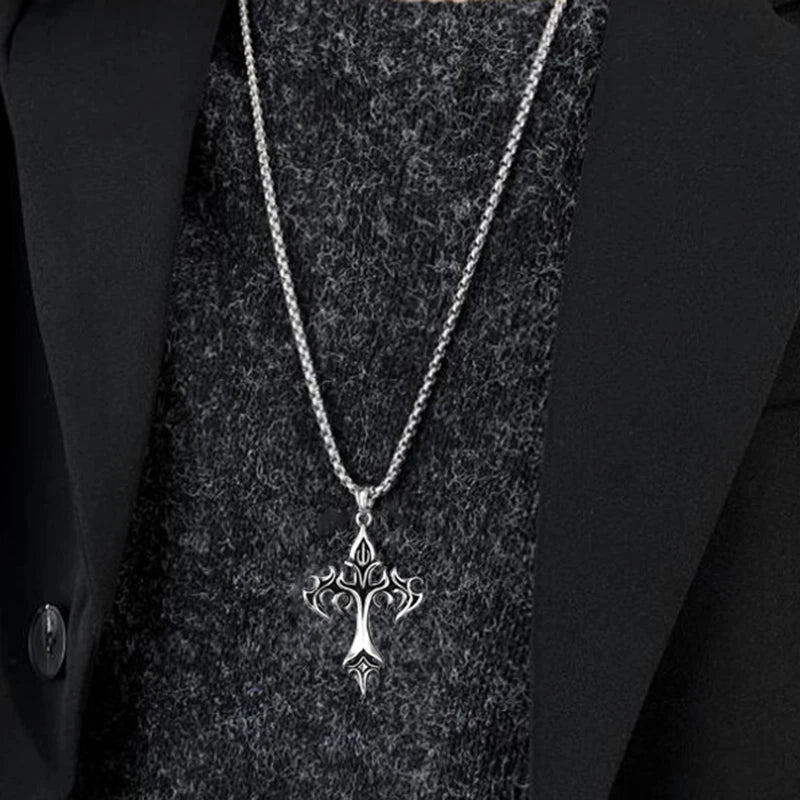 Cordão Prata Flame Cross