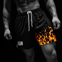 Flame Short Masculino Preto & Laranja