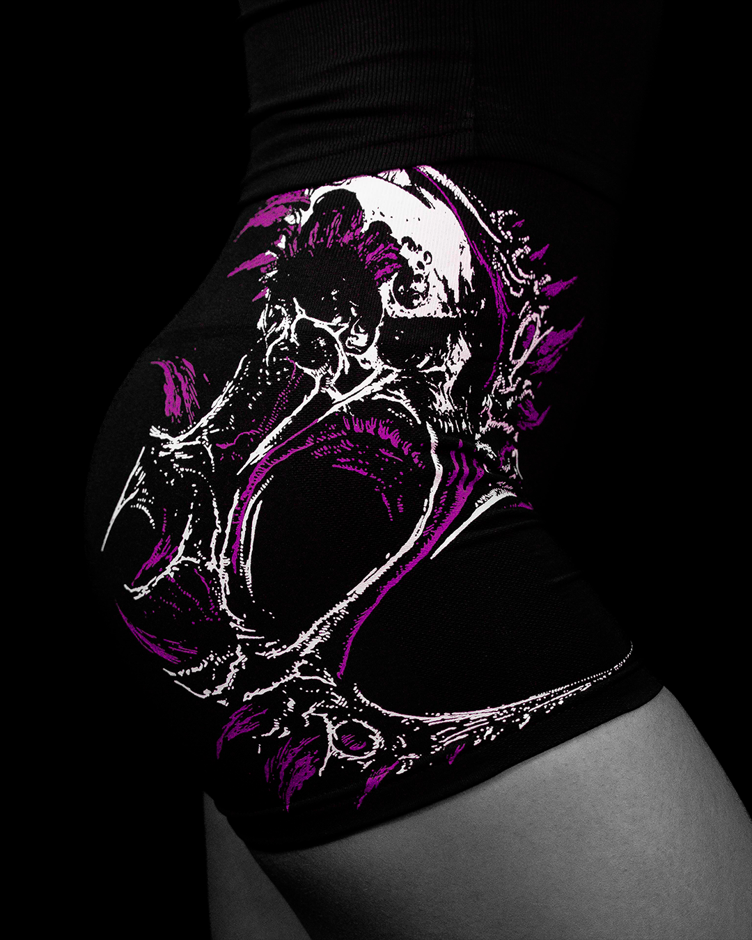 Skullface Short Feminino Preto & Rosa