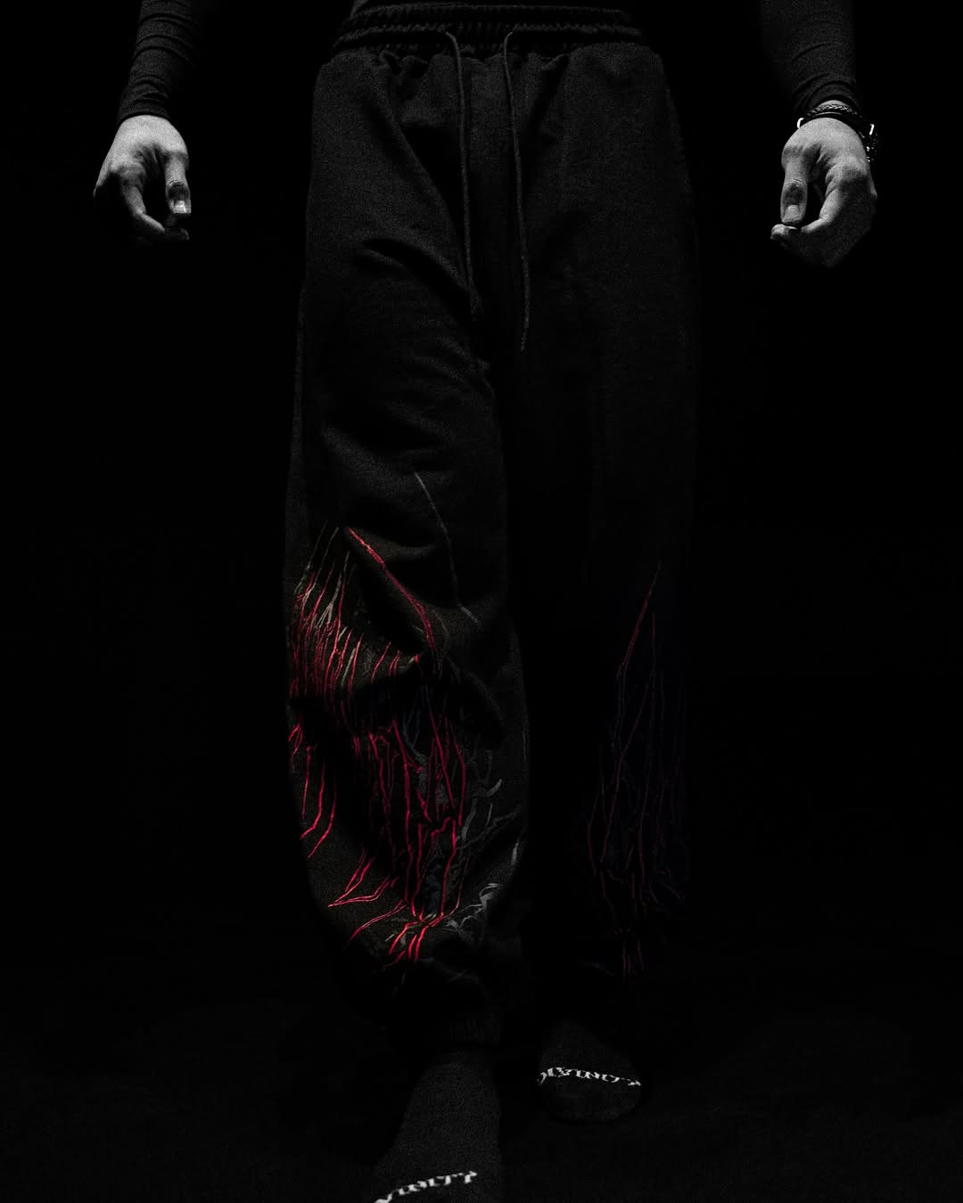 Darkshadow Calça de Moletom Preto & Vermelho