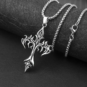 Cordão Prata Flame Cross