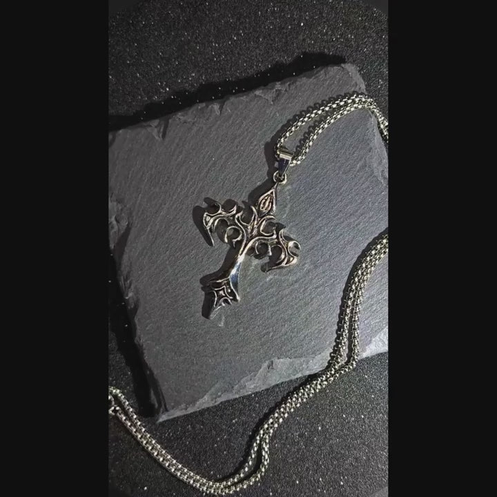 Cordão Prata Flame Cross